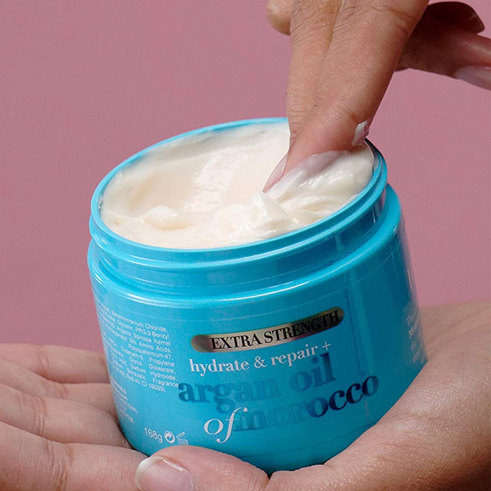 ماسک موی آبرسان و ترمیم کننده روغن آرگان مراکشی او جی ایکس OGX Extra Strength Hydrate & Repair Argan Oil of Morocco Mask